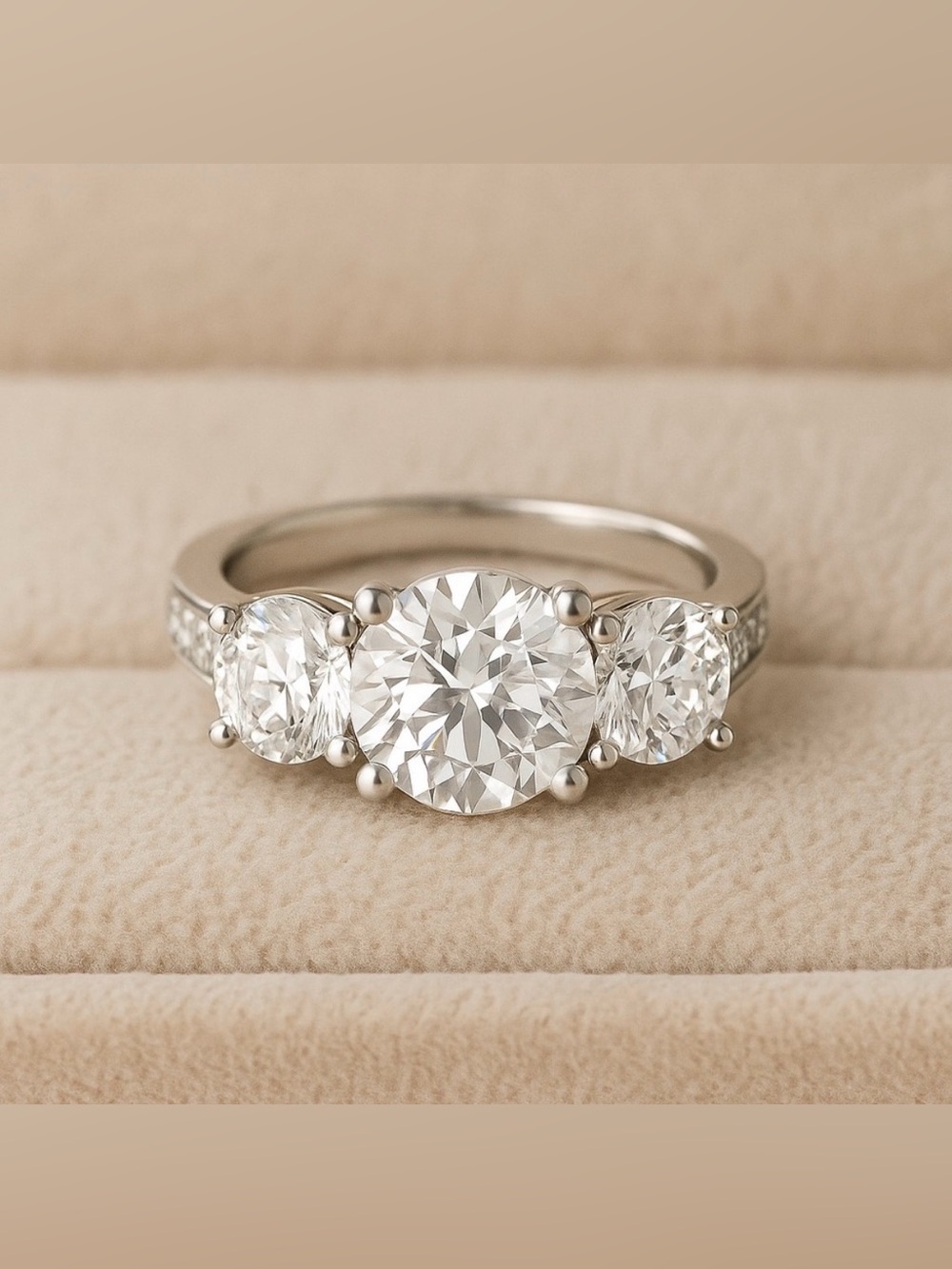 3.5ct Three Stone Moissanite Ring D VVS1 Engagement Ring